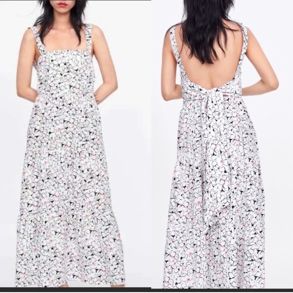 Zara | Dresses | Zara Floral Tiered Sundress White Black Red Small | Poshmark